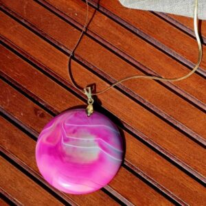 Colar Ágata Rosa Corrente Lamina fina - Imagem 4