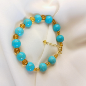 Pulseira Turquesa e Citrino Banhada a Ouro 18k - Imagem 1