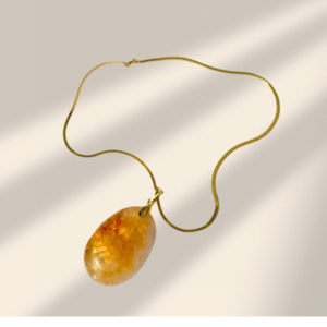 Colar- Pedra Citrino e Corrente de Lâmina fina - Imagem 1