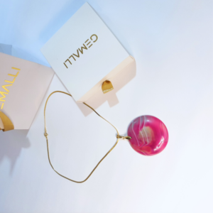 Colar Ágata Rosa Corrente Lamina fina - Imagem 1