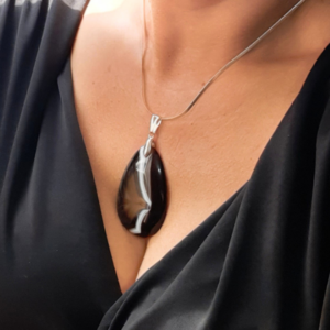 Colar Elegance com Pingente Ônix Sardônix corrente em Prata - Imagem 1