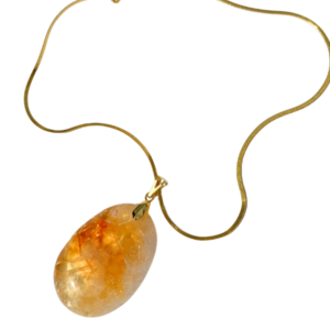Colar Alegria- Pedra natural Citrino e Corrente de Lâmina fina - Imagem 2