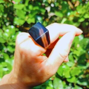 Anel de Ágata Preta 100% Pedra natural - Aro 22 mm - Imagem 2