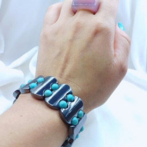 Pulseira com Hematita e Turquesa - Imagem 1