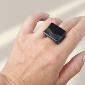 Anel de Ágata Preta 100% Pedra natural - Aro 22 mm - Imagem 5