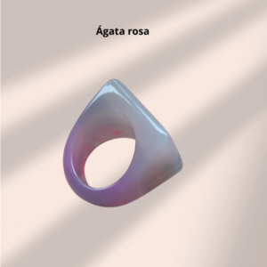 Anel de Ágata Rosa 100% Pedra natural - Aro 21 mm - Imagem 1