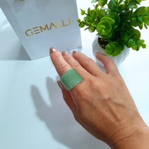 Anel- Jade verde 100% Pedra natural - Imagem 1