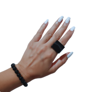 Anel de Ágata Preta 100% Pedra natural - Aro 22 mm - Imagem 3