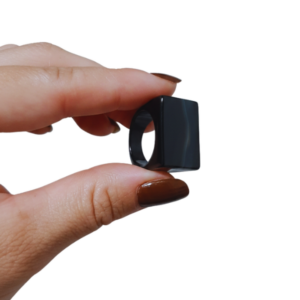 Anel de Ágata Preta 100% Pedra natural - Aro 22 mm - Imagem 1