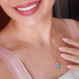 Colar- Água-marinha e jade Goiaba - Imagem 1