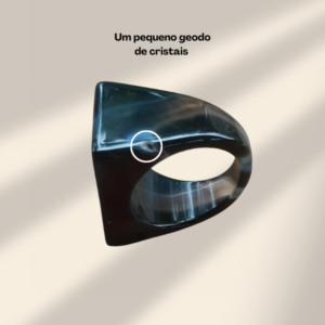 Anel de Ágata Preta 100% Pedra natural - Aro 22 mm - Imagem 4