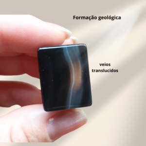 Anel de Ágata Preta 100% Pedra natural - Aro 22 mm - Imagem 2