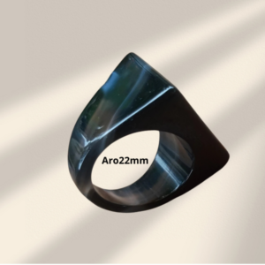 Anel de Ágata Preta 100% Pedra natural - Aro 22 mm - Imagem 3