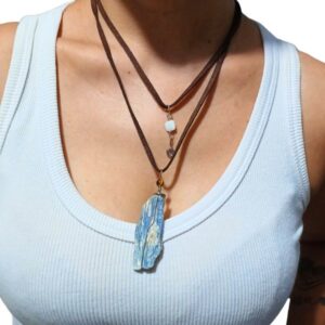 Choker  Lápis-lazúli Bruta | Cordão de Couro 52cm - Imagem 2