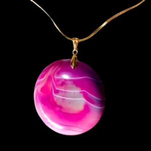 Colar Ágata Rosa Corrente Lamina fina - Imagem 3